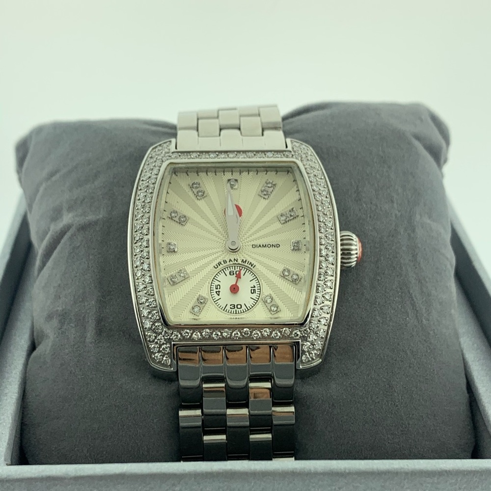 MICHELE URBAN MINI DIAM BEZ AND DIAL SS LAD WATCH